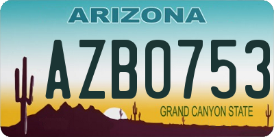 AZ license plate AZB0753