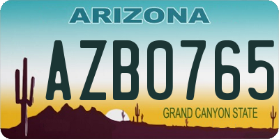 AZ license plate AZB0765