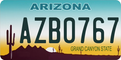 AZ license plate AZB0767