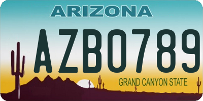 AZ license plate AZB0789