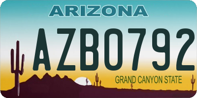 AZ license plate AZB0792