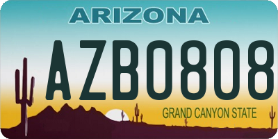 AZ license plate AZB0808
