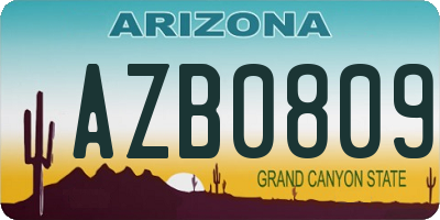 AZ license plate AZB0809