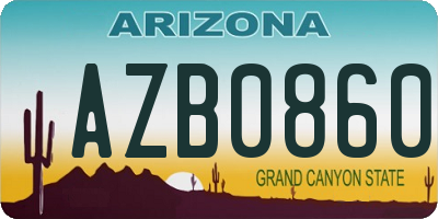 AZ license plate AZB0860