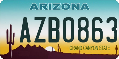 AZ license plate AZB0863