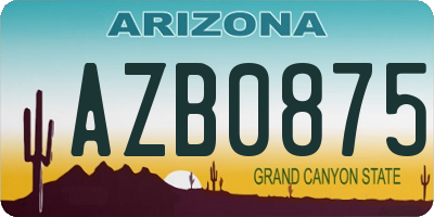 AZ license plate AZB0875