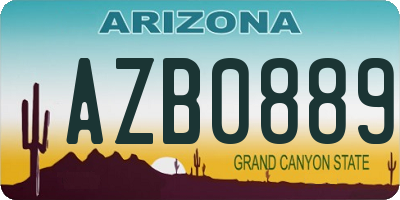 AZ license plate AZB0889