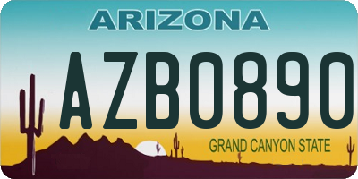 AZ license plate AZB0890