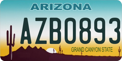 AZ license plate AZB0893