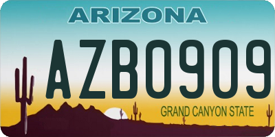 AZ license plate AZB0909