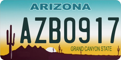 AZ license plate AZB0917