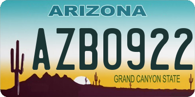 AZ license plate AZB0922