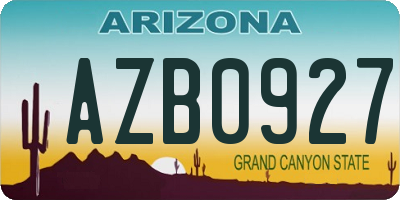 AZ license plate AZB0927