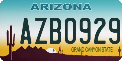 AZ license plate AZB0929
