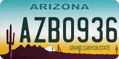 AZ license plate AZB0936