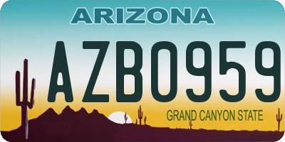 AZ license plate AZB0959