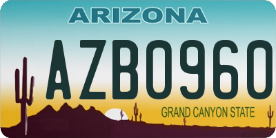 AZ license plate AZB0960