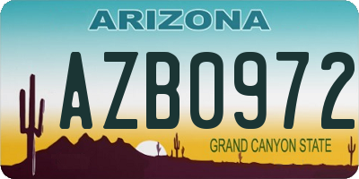 AZ license plate AZB0972