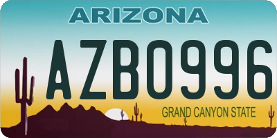AZ license plate AZB0996