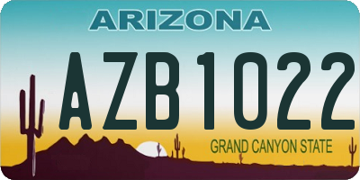 AZ license plate AZB1022
