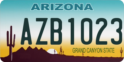 AZ license plate AZB1023