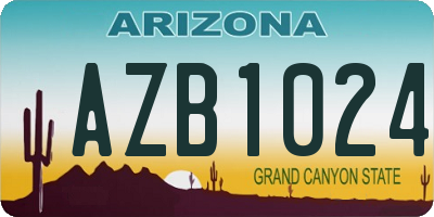 AZ license plate AZB1024