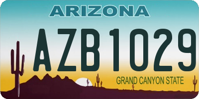 AZ license plate AZB1029
