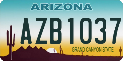 AZ license plate AZB1037