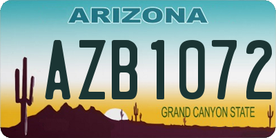 AZ license plate AZB1072