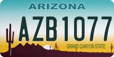 AZ license plate AZB1077