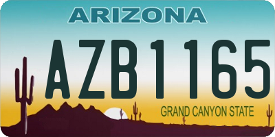 AZ license plate AZB1165