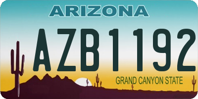 AZ license plate AZB1192