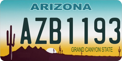 AZ license plate AZB1193