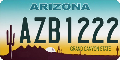 AZ license plate AZB1222
