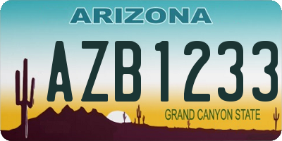 AZ license plate AZB1233
