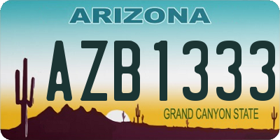 AZ license plate AZB1333