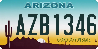 AZ license plate AZB1346