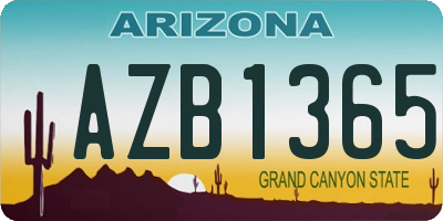 AZ license plate AZB1365