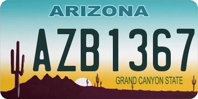 AZ license plate AZB1367