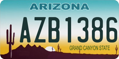 AZ license plate AZB1386