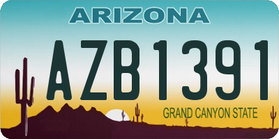 AZ license plate AZB1391
