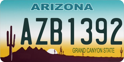 AZ license plate AZB1392