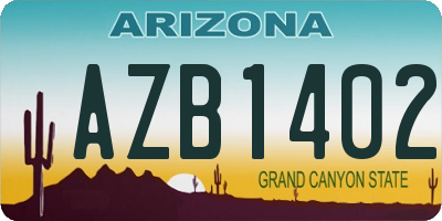 AZ license plate AZB1402