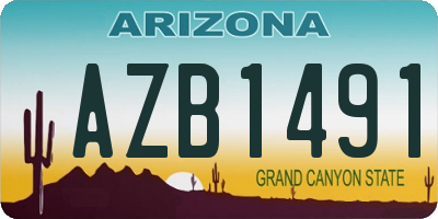 AZ license plate AZB1491