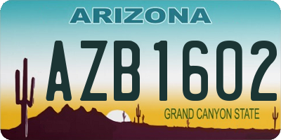 AZ license plate AZB1602