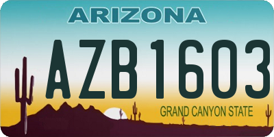 AZ license plate AZB1603