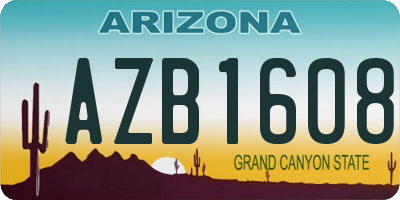 AZ license plate AZB1608
