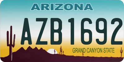 AZ license plate AZB1692