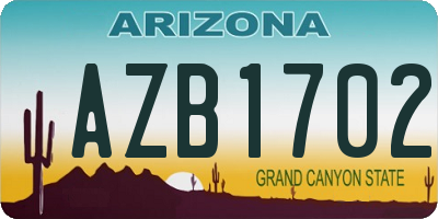 AZ license plate AZB1702