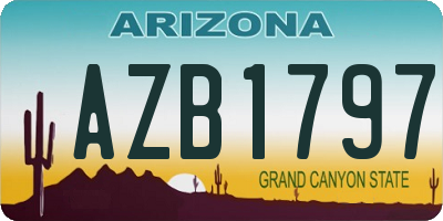 AZ license plate AZB1797